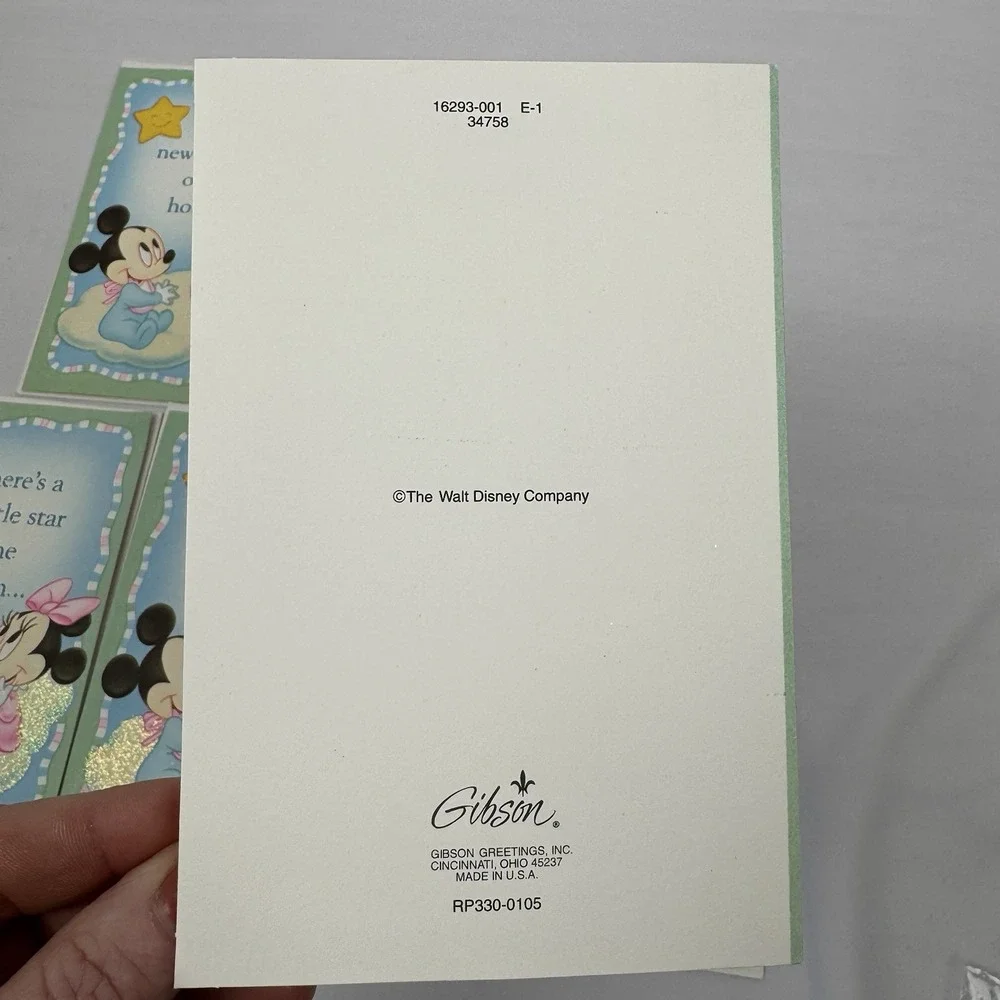 VTG Disney Baby‎ Shower Invitation Cards (5) Mickey & Minnie Mouse Pastel Colors